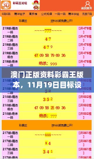 澳門正版資料彩霸王版本，11月19日目標設定與解答實施_FRV1.40.42優(yōu)雅版