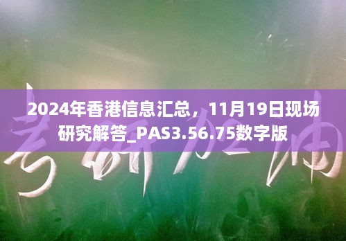 2024年香港信息匯總，11月19日現(xiàn)場(chǎng)研究解答_PAS3.56.75數(shù)字版