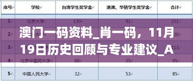 澳門(mén)一碼資料_肖一碼，11月19日歷史回顧與專(zhuān)業(yè)建議_ABG7.24.87靈活版