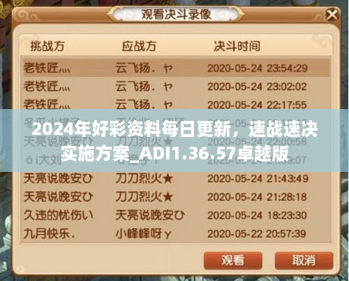 2024年好彩資料每日更新，速戰(zhàn)速決實施方案_ADI1.36.57卓越版