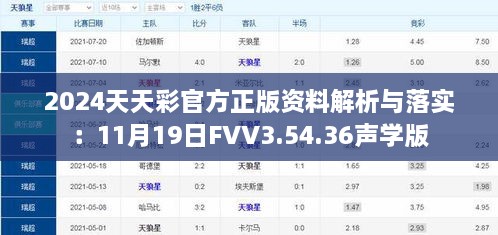 2024天天彩官方正版資料解析與落實(shí)：11月19日FVV3.54.36聲學(xué)版