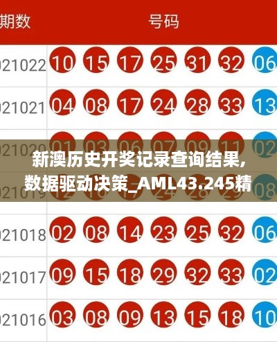 新澳歷史開獎記錄查詢結果,數據驅動決策_AML43.245精英版