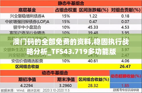 澳門碼的全部免費(fèi)的資料,穩(wěn)固執(zhí)行戰(zhàn)略分析_TFS43.719多功能版