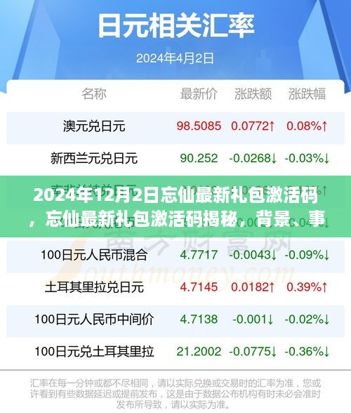 揭秘忘仙最新禮包激活碼，背景、事件與影響回顧（2024年12月版）