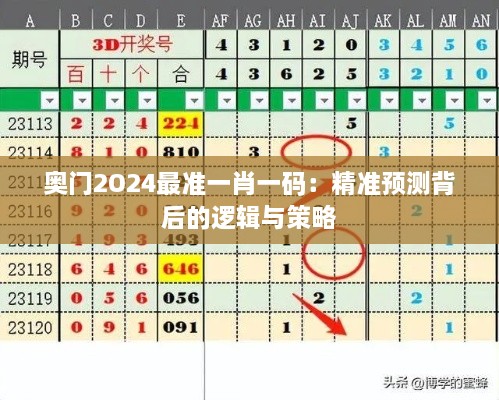 奧門2O24最準(zhǔn)一肖一碼：精準(zhǔn)預(yù)測(cè)背后的邏輯與策略