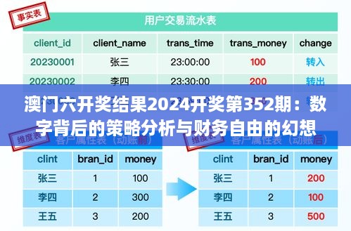 澳門六開獎結(jié)果2024開獎第352期：數(shù)字背后的策略分析與財務(wù)自由的幻想