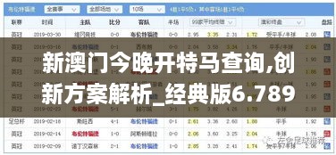 新澳門今晚開特馬查詢,創(chuàng)新方案解析_經(jīng)典版6.789