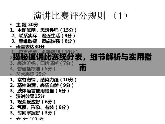 揭秘演講比賽統(tǒng)分表，細(xì)節(jié)解析與實(shí)用指南