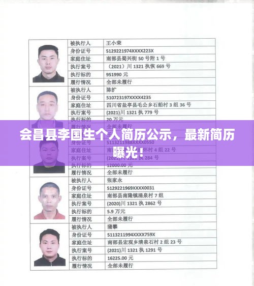 會昌縣李國生個人簡歷公示，最新簡歷曝光！